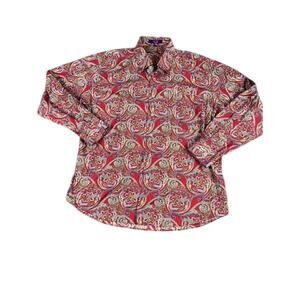 Alan Flusser Men's Red Paisley Long Sleeve Button Shirt Size L